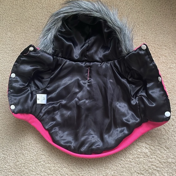 Puffy Pink Parka Jacket Coat for Small Dog with Furry Hood - Size M - Picture 2 of 8